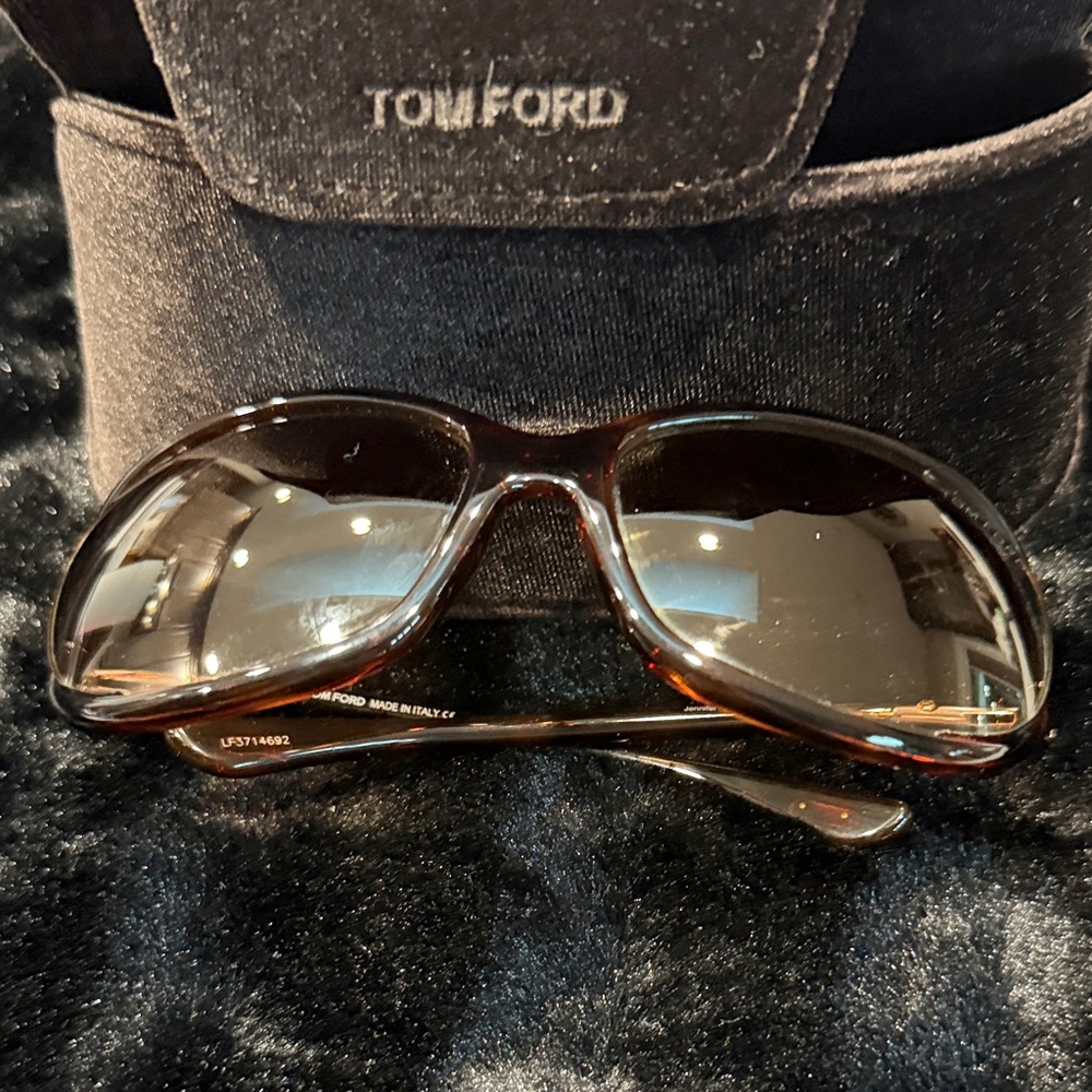 Tom Ford Tortoise Shell Brown Gradient Lens Wrap Sunglasses